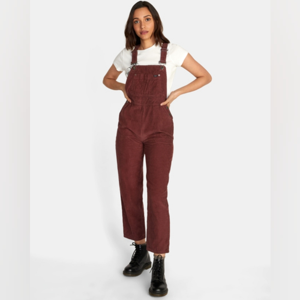 RVCA Succession Overall Espresso Corduroy NWT